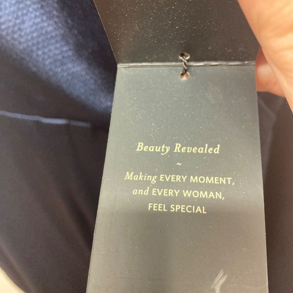 Adrianna Papell NWT Midnight (Deep Navy) Hammered Satin Evening Gown 14 - Picture 6 of 10